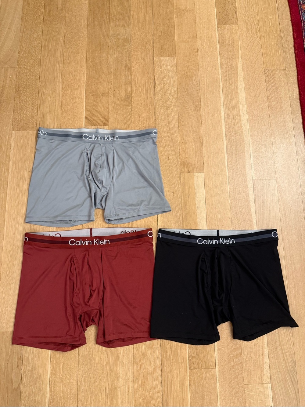 Calvin Klein Men’s Boxer Briefs Trio - Gray, Burgundy, Black